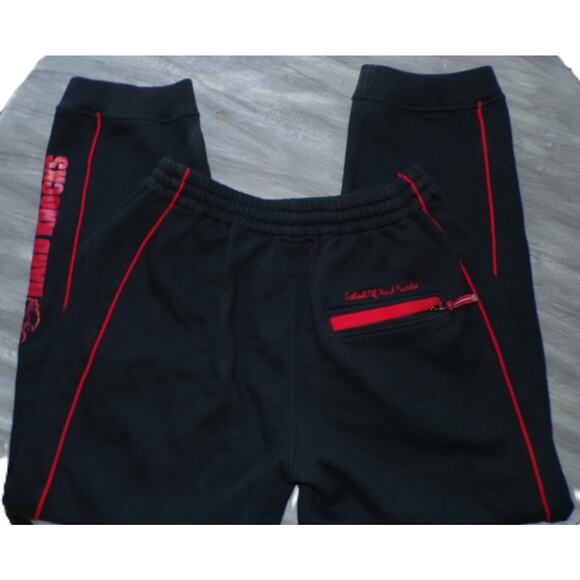Vtg Y2k School of Hard Knocks Joggers Sweatpants XL Black red Baggy Dice Hip-Hop - Picture 13 of 14
